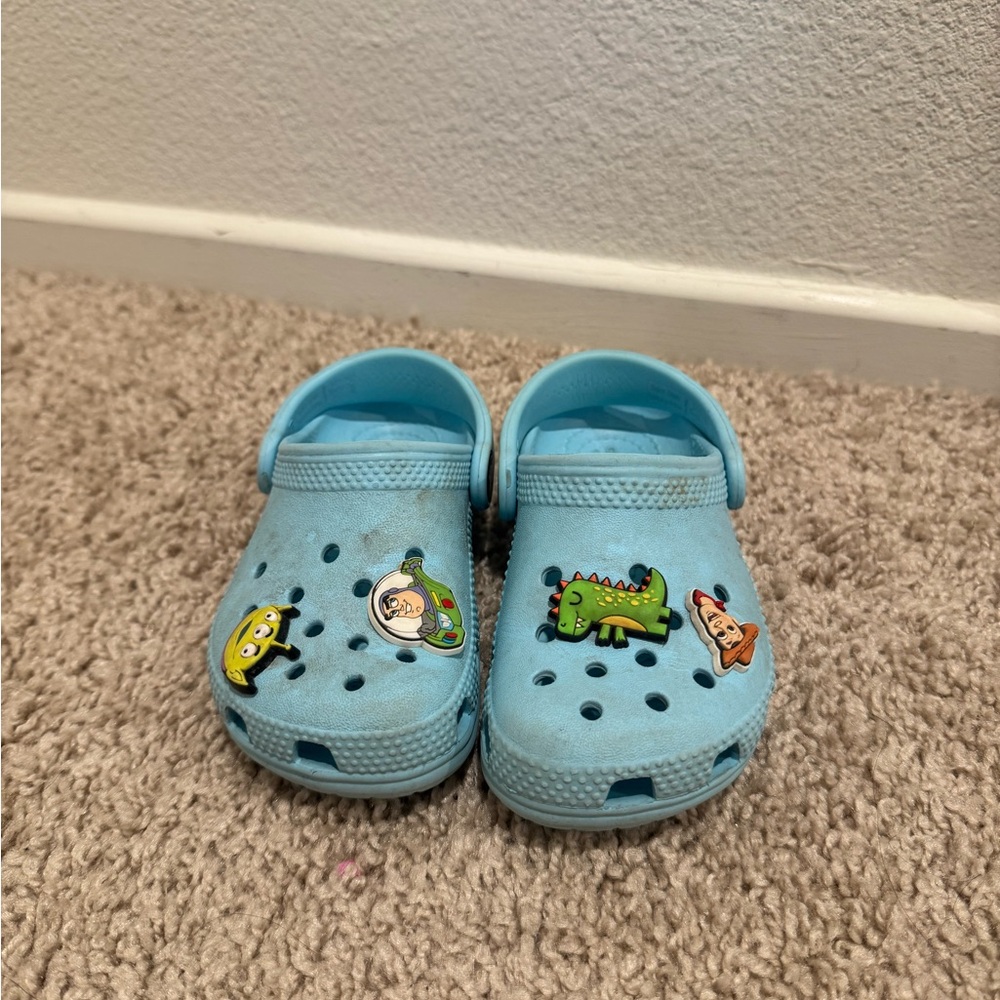 Toddler Blue Crocs with Toy Story Characters